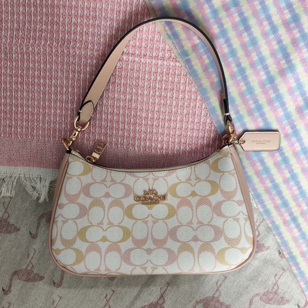 Coach Pink and Cream Signature Mini Shoulder Bag - Picture 6 of 12